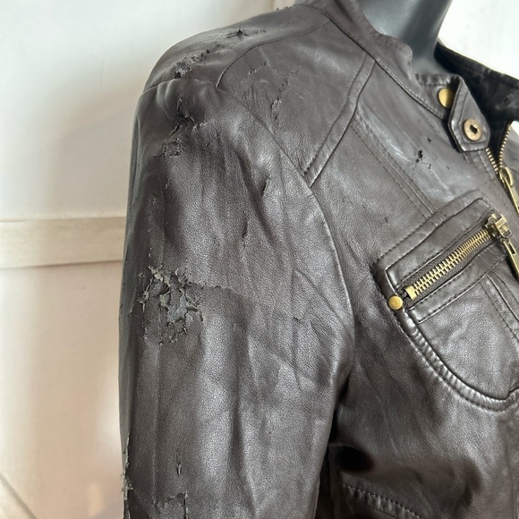 Guess Dark Brown Leather Jacket - Picture 3 of 6